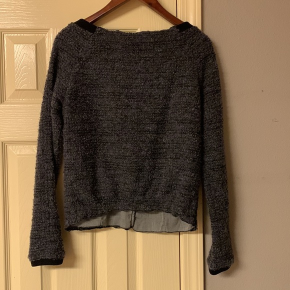 Free People Boucle Button Front Sweater/Jacket Asymmetrical Hem Gray/Purple Sz M - Picture 2 of 7